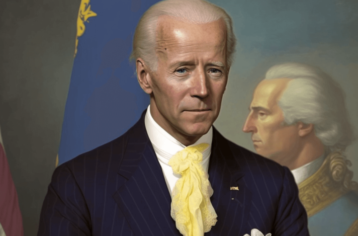 Joe Biden drowned by an AI in the style of Gilbert Stuart