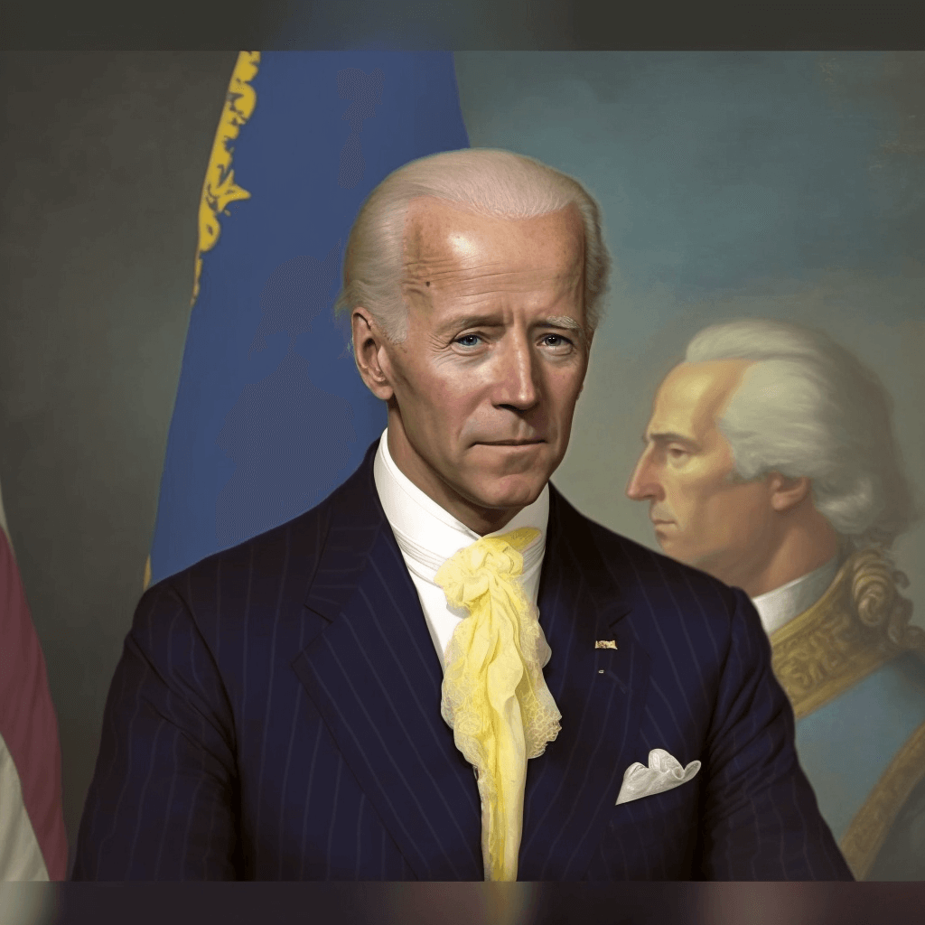 Joe Biden drowned by an AI in the style of Gilbert Stuart
